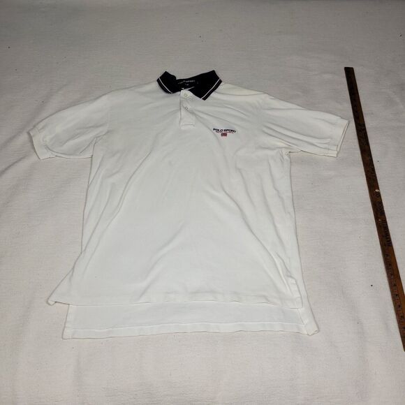 Vintage Polo Sport Ralph Lauren Mens Size L White Retro Preppy Made In USA Y2k - Picture 9 of 16